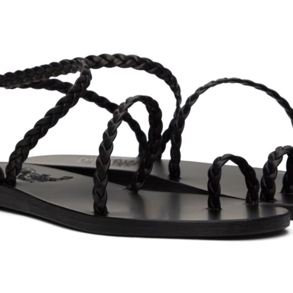 Ancient Greek Sandals Eleftheria Black Braided Leather Size 7 | Minimalist Black - Picture 4 of 11